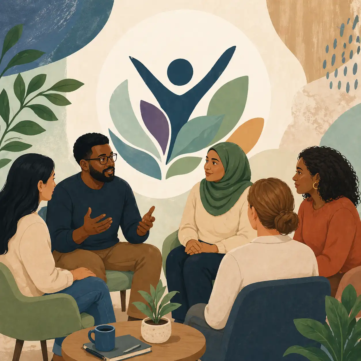 a diverse group therapy session